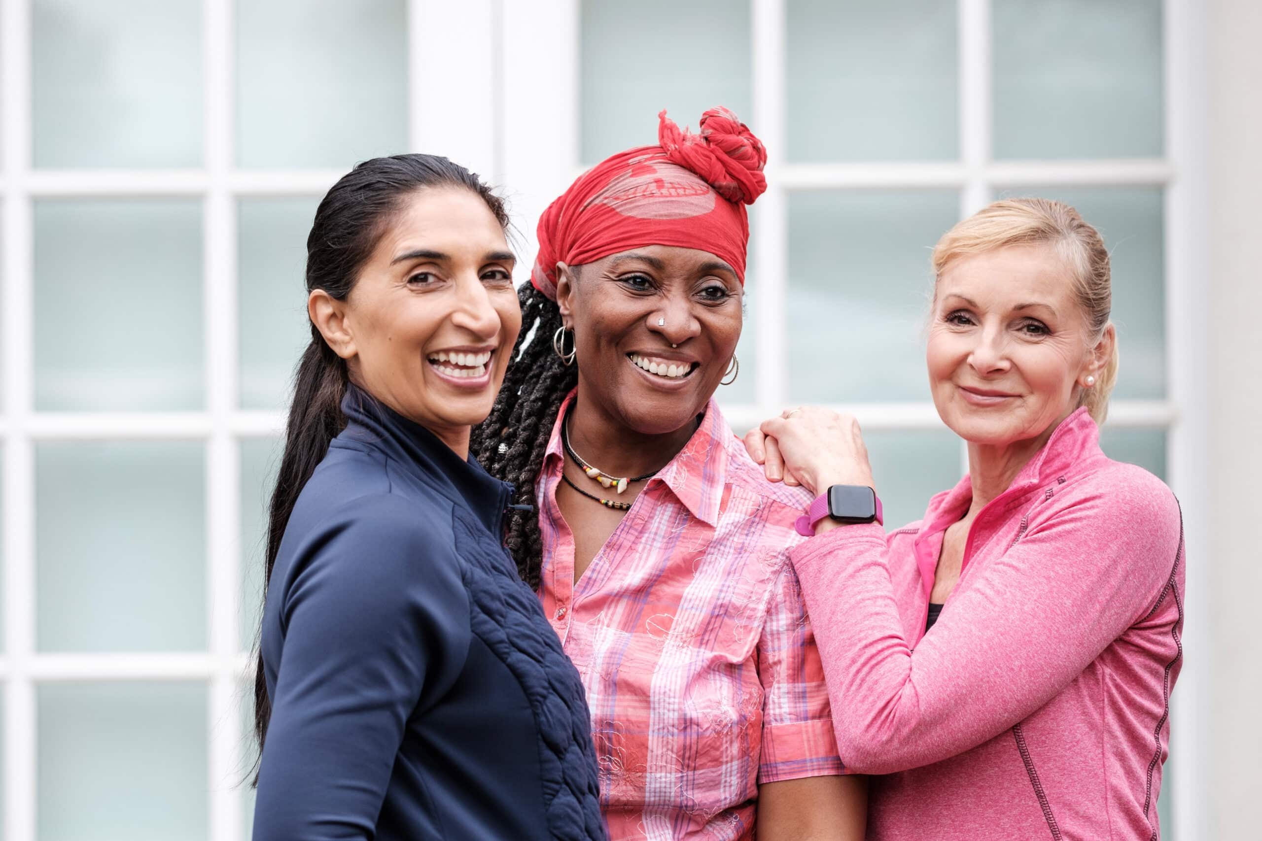 Three smiling women