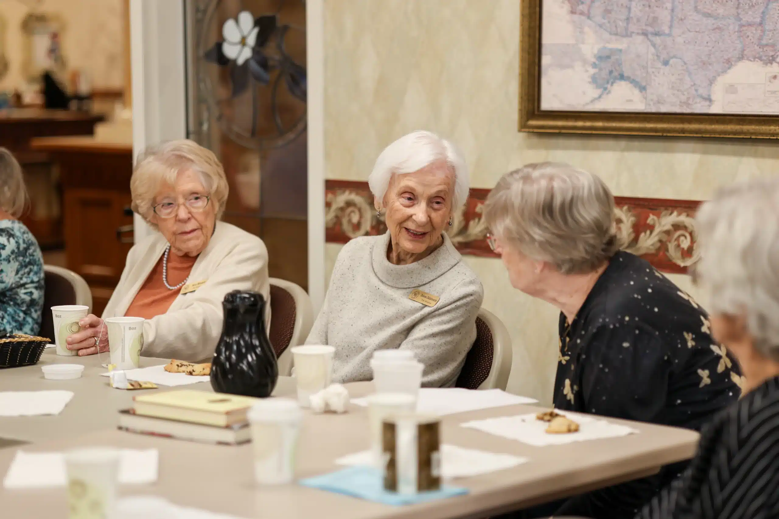 Women chatting at table